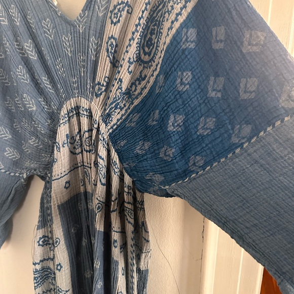 Anthropologie Blue Gauze Maxi Dress Boho Coastal Festival - One Size - Picture 6 of 8